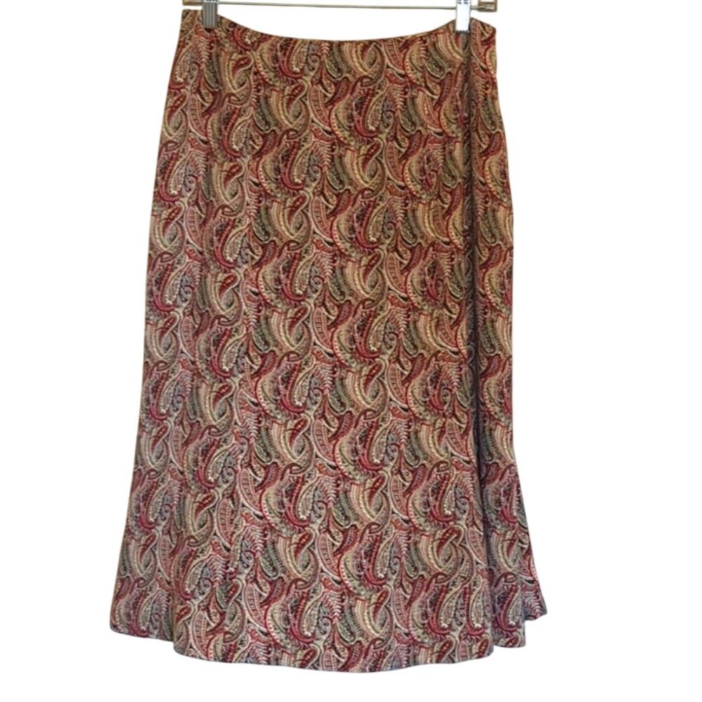 Talbot's Pure Silk Women's Size 10 Fully Lined Brown/Red Paisley Print Skirt